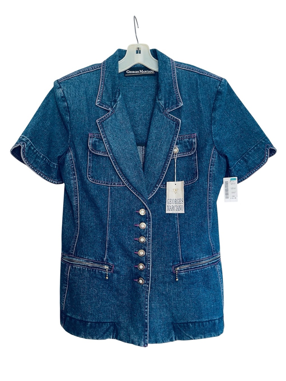 NOS Georges Marciano Size 12 Denim Button-up Shortsleeved Jacket